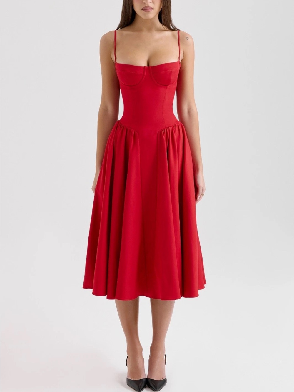 House of CB Samaria red Midi Dress, NWOT